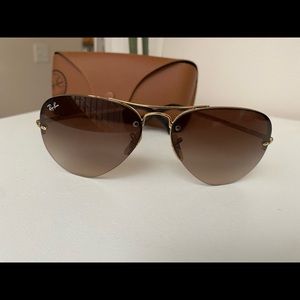 ray ban brown and gold aviators